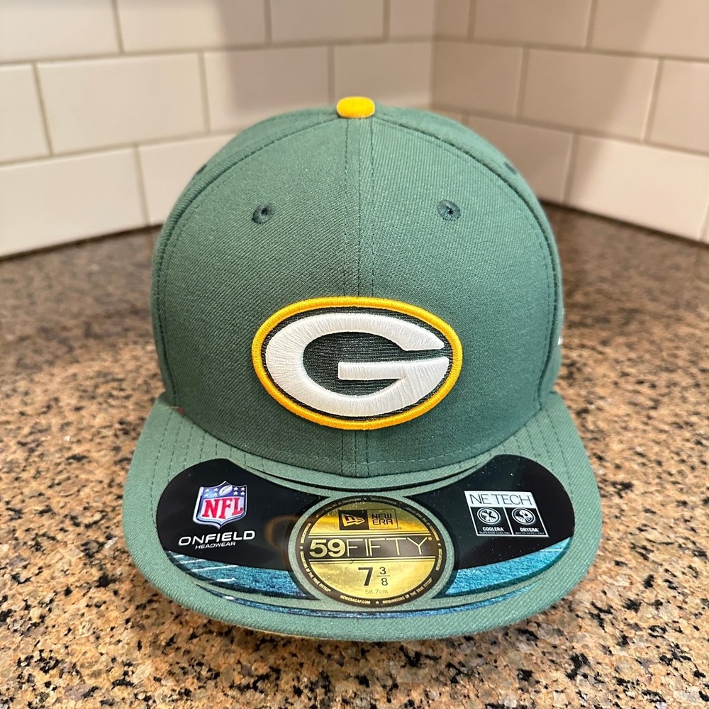 Green Bay Packers New Era 59FIFTY Fitted Hat 7 3/8 NFL On-Field Cap New